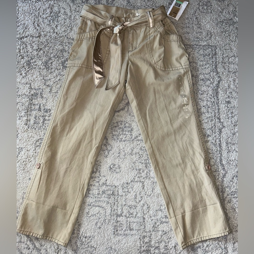 DKNY Khaki Jeans NWT Sz 8 Belted Pants Tan Womens